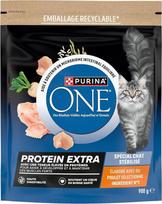 PURINA ONE Protein Extra sausas ėdalas specialiai suaugusioms katėms Didelis kiekis baltymų ir aminorūgščių, skirtų stipriems raumenims formuoti ir palaikyti Vištienos maišelis 900 g