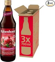 RABENHORST Granatų sulčių motinos sultys Ekologiškos 3 pakuotės (3 x 700 ml) - 100 % grynos granatų sultys iš pirmojo spaudimo