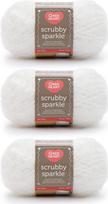 Red Heart E851.8001P03 "Scrubby Sparkle" verpalai, poliesteris, "Marshmallow", 3 pakuotės, 3 skaičiai
