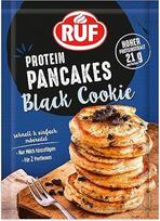 RUF baltyminiai blyneliai "Black Cookie" su traškiais sausainių trupiniais, greitai paruošiami, purūs pusryčiai, daug baltymų, 1 x 150 g maišelis