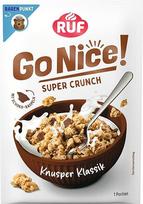 RUF GoNice! "Super Crunch Classic", traški granola su tarkuotu pieniniu šokoladu, 50 g porcijinis maišelis