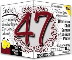 Schlump-Chili Endlich 47 - juokinga aštri gimtadienio dovana. Originali 47-ojo gimtadienio dovanos idėja vyrams ir moterims
