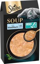 SHEBA Soup Suaugusių kačių drėgno ėdalo porcijos su balta žuvimi 10 x 4 x 40 g, 40 vnt.