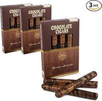 Šokoladiniai cigarai 3 x 3 vnt. - "Gianduja" lazdyno riešutų pieno šokoladas su vanile | Elegantiški šokoladiniai cigarai vyrams, vyrų dienai, gimtadienio, vestuvių ir mergvakarių dovanai