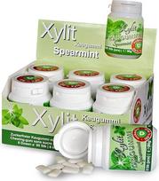Spearmint Xylite kramtomosios gumos, 480 vnt., Goodbye Caries: 100 % ksilitolis, be aspartamo, veganiškas, 6 tūbelės, 6 vnt.