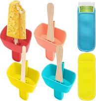SPOKKI 4 Tropffrei Eis am Stiel-Halter für Kinder und 2 Popsicle Halter Taschen BPA-Frei Eishalterung Kinder Silikon Eishalterung für Kinder Wiederverwendbarer Eis Halter mit Strohhalm für Kleinkinder