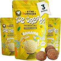 Star Candies Freeze Dried Banana Ice Balls | Freeze Dried Candy | Space and Astronaut Snack | Camping, Birthday or Party Food (150g, Pack of 3)
