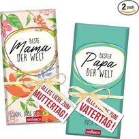 STEINBECK Rinkinys Motinos dienos tėvo dienos dovanų šokoladas po 100 g - Beste Mama bester Papa, schön dass es dich gibt Mutti Papa Mutter Vater