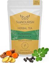 TeaNOURISH Ciberžolių arbata su ciberžolėmis ir moringa | Indijos supermaisto ciberžolių, moringos, imbiero ir juodųjų pipirų mišinys | Palaiko imunitetą | 100 % natūrali - 100 g
