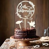 Tortas dekoracijos Patvirtinimas Tortas Topper Tortas dekoracijos Tortas Topper Patvirtinimas dekoracijos Berniukas Mergaitė su 48 Medinės žuvys Konfeti stalo apdaila