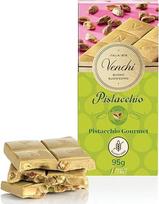 Venchi - gurmaniškas pistacijų šokolado batonėlis, baltasis šokoladas ir pistacijų pasta, su nesmulkintomis traškiomis pistacijomis, 95 g, be glitimo, be dažiklių ir konservantų