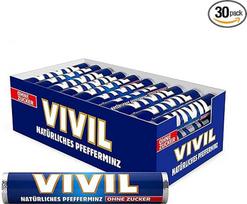 VIVIL Rolls Natural Peppermint be cukraus, 30 ritinėlių, šviežios pastilės su pipirmėčių skoniu, be cukraus ir veganiškos, 30 x 28 g