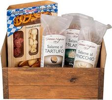 WURSTBARON® dovanų krepšelis "Kleine Genussfreude" - dešros ir saliamio dovanų rinkinys - skanėstų degustacijos dėžutė - mažas dovanų krepšelis, pietų dovana vyrams ir moterims - gimtadienis, Kalėdos