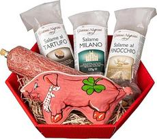WURSTBARON® Dovanų krepšelis dešros ir saliamio "Sau Guad" - Bavarijos patiekalų dovanų rinkinys - dovanų krepšelis vyrams ir moterims - pietų dovana, gimtadienis, tėvo diena, Kalėdos - delikatesai iš Bavarijos