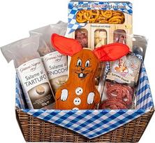 WURSTBARON® Premium Velykinių užkandžių dėžutė "Širdingas malonumas" - dešros ir saliamio užkandžiai su itališkais pankoliukais ir triufeliniu saliamiu + sūrio užkandžių rinkinys | Velykinis dovanų rinkinys