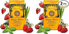 Yerba Mate Green 'Fresa Frutilla' 1 kg Braziliška Mate arbata su braškių vaisiais, mėtomis, citrinžolėmis ir šeivamedžio vaisiais Natūralūs ingredientai Žali žaliosios Mate lapai (2 vnt.)