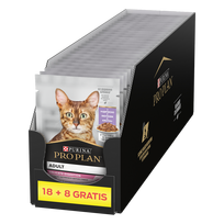 PRO PLAN Nutrisavour Delicate kačių ėdalas su lašišos gabaliukais padaže, 26 x 85 g (18 + 8 nemokamai)