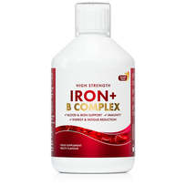Swedish Nutra - Iron + B Complex, skystas geležies papildas su vitaminu C ir B kompleksu, 500 ml