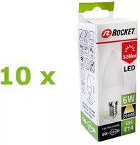 Rocket 6W E14 520lm 3000K A+ LED lemputė, 10 vnt.