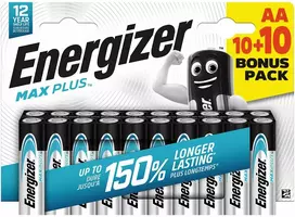 Energizer Max Plus LR6 AA elementai, 10+10 bonus pack, 20 vnt.