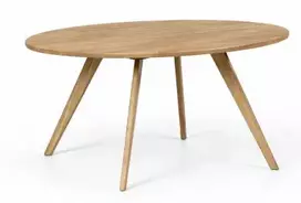 OAKY ELIPSE 140x90 ąžuolinis ovalus stalas : Apdaila - Be apdailos