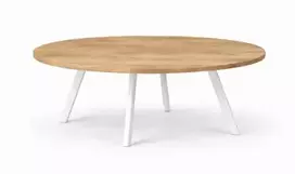 TORI ELIPSE Baltas 140X90 ąžuolinis ovalus žurnalinis staliukas baltomis kojomis : Apdaila - Be apdailos, Aukštis - 50cm
