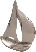 Mirtop Metalinė jachtos dekoracija 36 cm – sidabrinė, jūrinio stiliaus interjerui