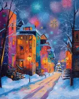 Beldizart (Nutrauktas) Deimantinės tapybos rinkinys su porėmiu "Žiemos miestas" 40x50 cm DP430