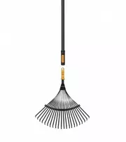 Fiskars OneClick metalinis, vėduoklinis lapų grėblys +kotas L