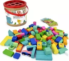 Pro Kids Medinės kaladėlės spalvotos 100 elementų su rūšiuotoju