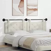 Pakabinamas lovos galvūgalis Su LED šviesa Kreminė Aksomas