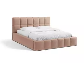 Boucle Storage Bed with Headboard, "Bellis", 160x220x100 Made in Europe
