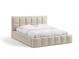 Boucle Storage Bed with Headboard, "Bellis", 220x220x100 Made in Europe
