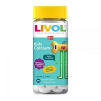 LIVOL maisto papildas KIDS CALCIUM, aviečių ir braškių skonio, 90 kramtomųjų tab.