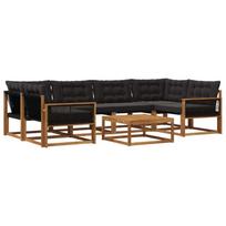 Lauko sofos komplektas su pagalve 7 pcs Natūrali ir juoda