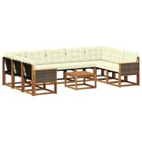 Lauko sofos komplektas 10 pcs Natūralus ir grietinėlė