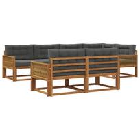 Lauko sofos komplektas su pagalve 7 pcs Natūralus ir antracitas