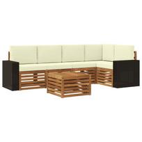 Sekcijos sofų komplektas 6 pcs Natūralus ir grietinėlė