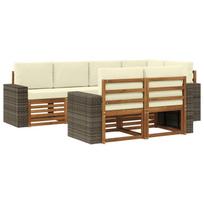 Sekcijos sofų komplektas 7 pcs Natūralus ir grietinėlė