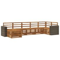 Sekcijos sofų komplektas 7 pcs Natūrali Kietos akacijos mediena