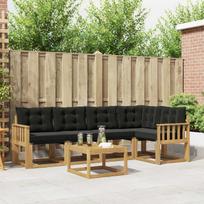 Lauko sofos komplektas su pagalve 6 pcs Balta ir juoda