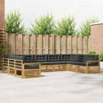 Lauko sofos komplektas su pagalve 9 pcs Balta ir antracito