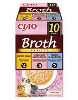 INABA Cat Ciao Broth Variety 10x40g mišinys sultinio su vištiena, lašiša ir tunu