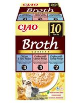 INABA Cat Ciao Broth Variety 10x40g mix sultinys su vištiena, žuvimi ir šukutėmis