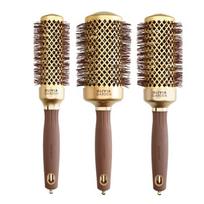 OLIVIA GARDEN EXPERT BLOWOUT SHINE Wavy Bristles Gold&Brown šepetys