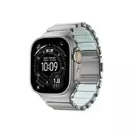 NOMAD Stratos Band – titano apyrankė, skirta „Apple Watch“ 49 mm su FKM (natūralus titanas, ledinio mėlynumo švytėjimas FKM)