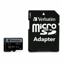 Verbatim MicroSD card 128GB + adapter Pro U3, black/black, model 47044