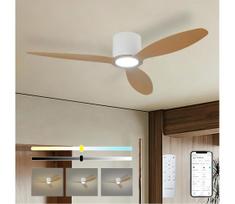 ZEVENTI - LED lubinis ventiliatorius VENTORA LED/24W/230V Wi-Fi Tuya baltas/ąžuolas + nuotolinis pultas