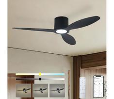 ZEVENTI - LED lubinis ventiliatorius VENTORA LED/24W/230V Wi-Fi Tuya juodas + nuotolinis pultas