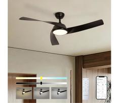 ZEVENTI - LED lubinis ventiliatorius AERYS LED/24W/230V Wi-Fi Tuya juodas + su nuotoliniu pultu